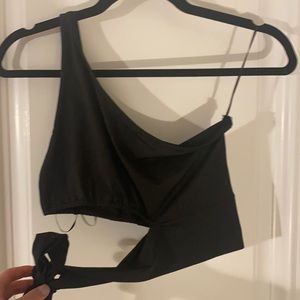 Crop one shoulder tie top